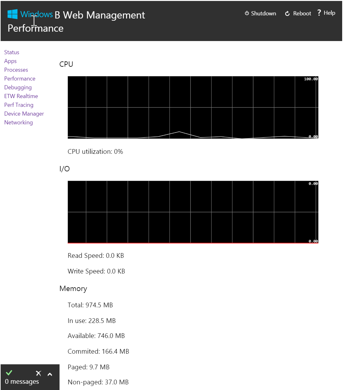 Interface Web du Raspberry Pi 2 avec Windows 10 IoT Core